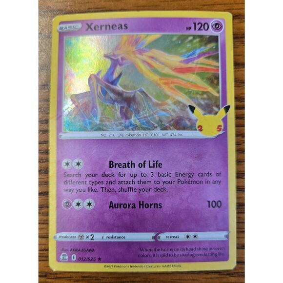 Three Xerneas Basic Pokemon Cards 012/025 Celebration Card 2021 - Picture 2 of 3